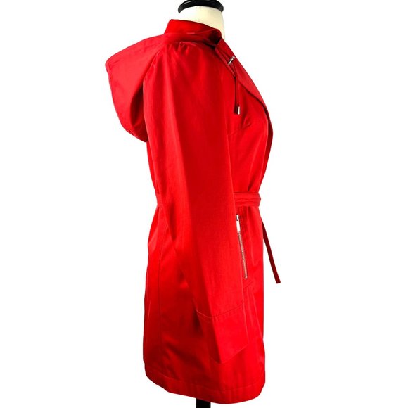 Michael, Michael Kors Red Hooded Trench Jacket, Women's Size Medium - Picture 4 of 16